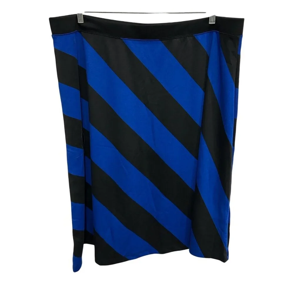 Liz Claiborne NWT Womens Blue Black Striped A-Line Skirt Size 1X